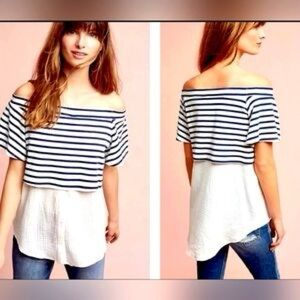 NWT!!! Anthropologie Postmark mixed media off the shoulder top. Size Medium.